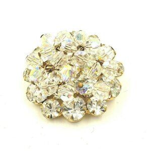 Vintage 1960's Juliana DeLizza Elster Clear Crystal Rhinestone Dangle Brooch